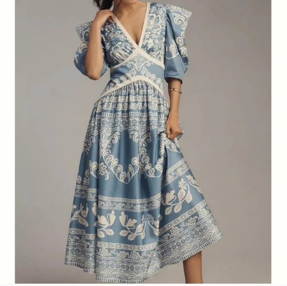 Farm Rio Puff Sleeve Mididress - Picture 4 of 7